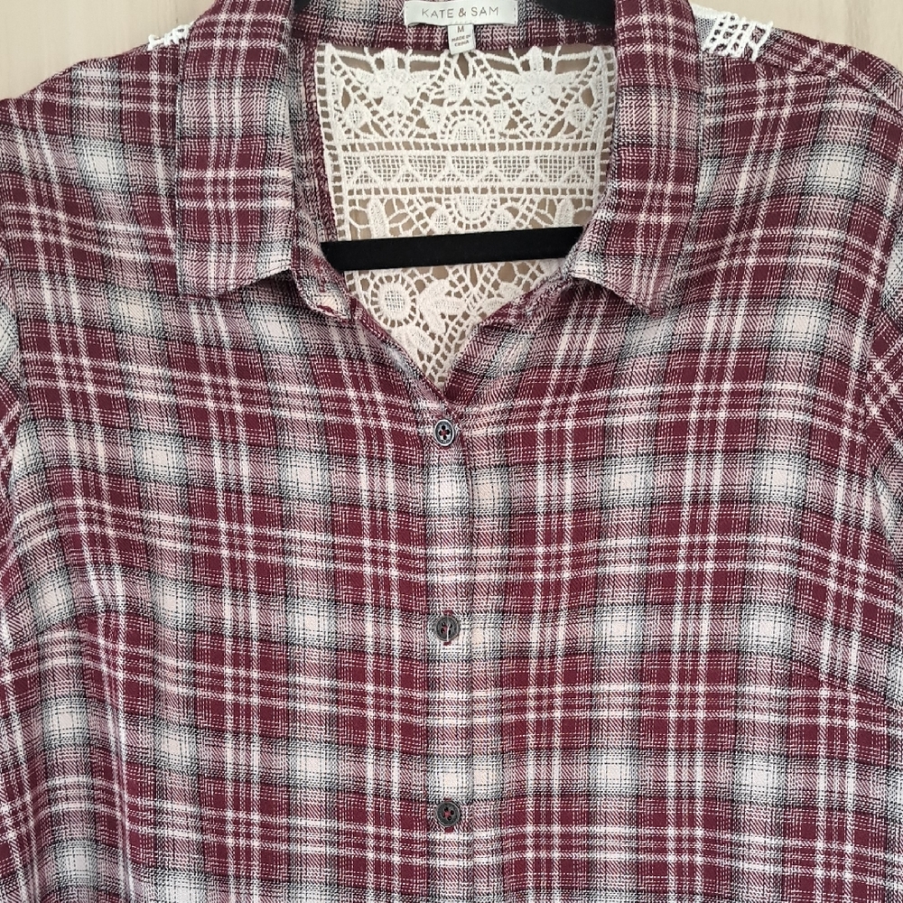 Kate & Sam Red Plaid Button-Up Shirt